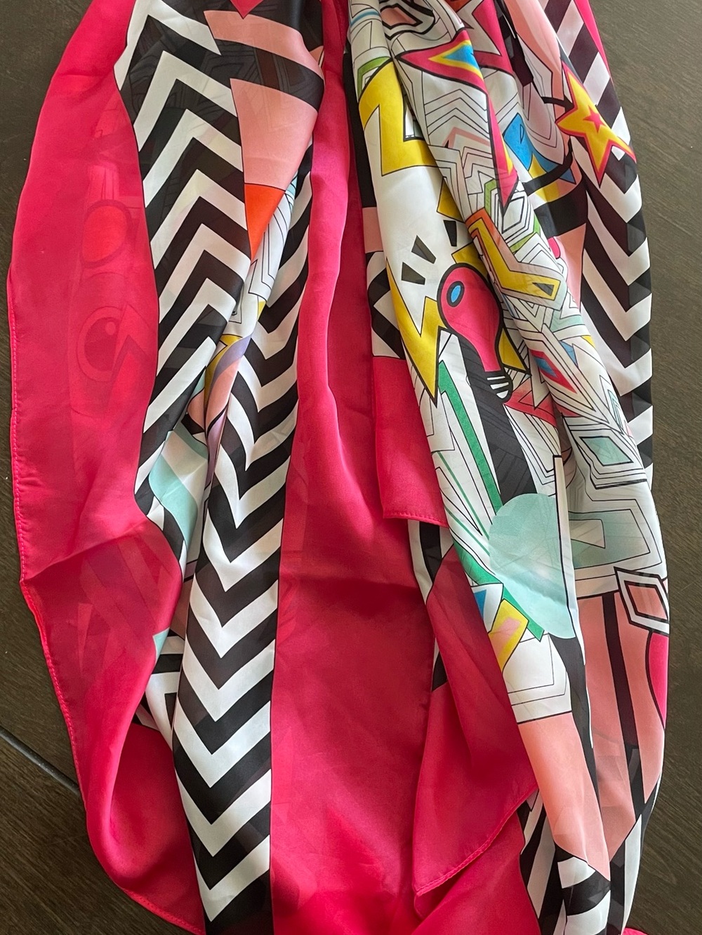 Women's Vibrant Multicolored Patterned Large Scarf - Bold Graphic Print